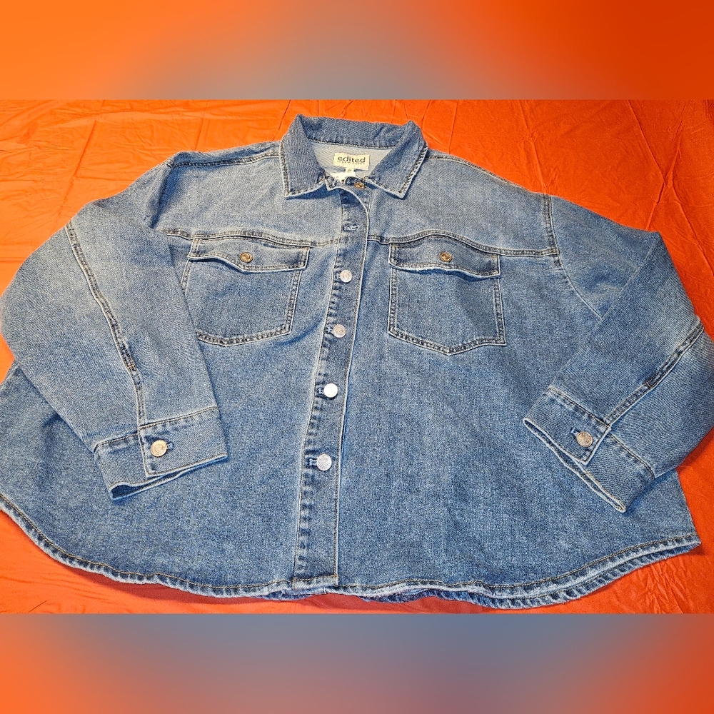 Remi Bader "Edited" Oversized Denim Button-Up Shirt/Jacket sz4X New with Tags